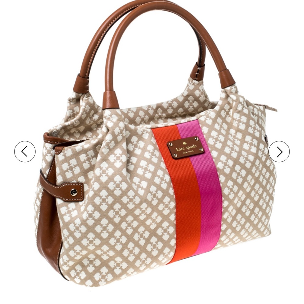 Kate Spade Beige/Brown Canvas and Leather Stevie Bag - New condition 🤩🤩🤩